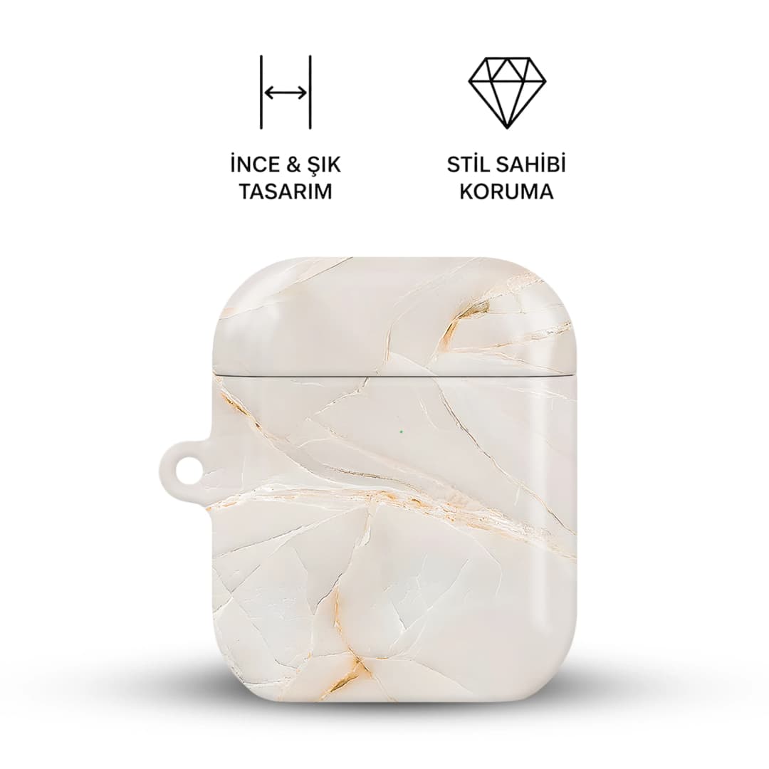 Cream Veins AirPods Kılıfı