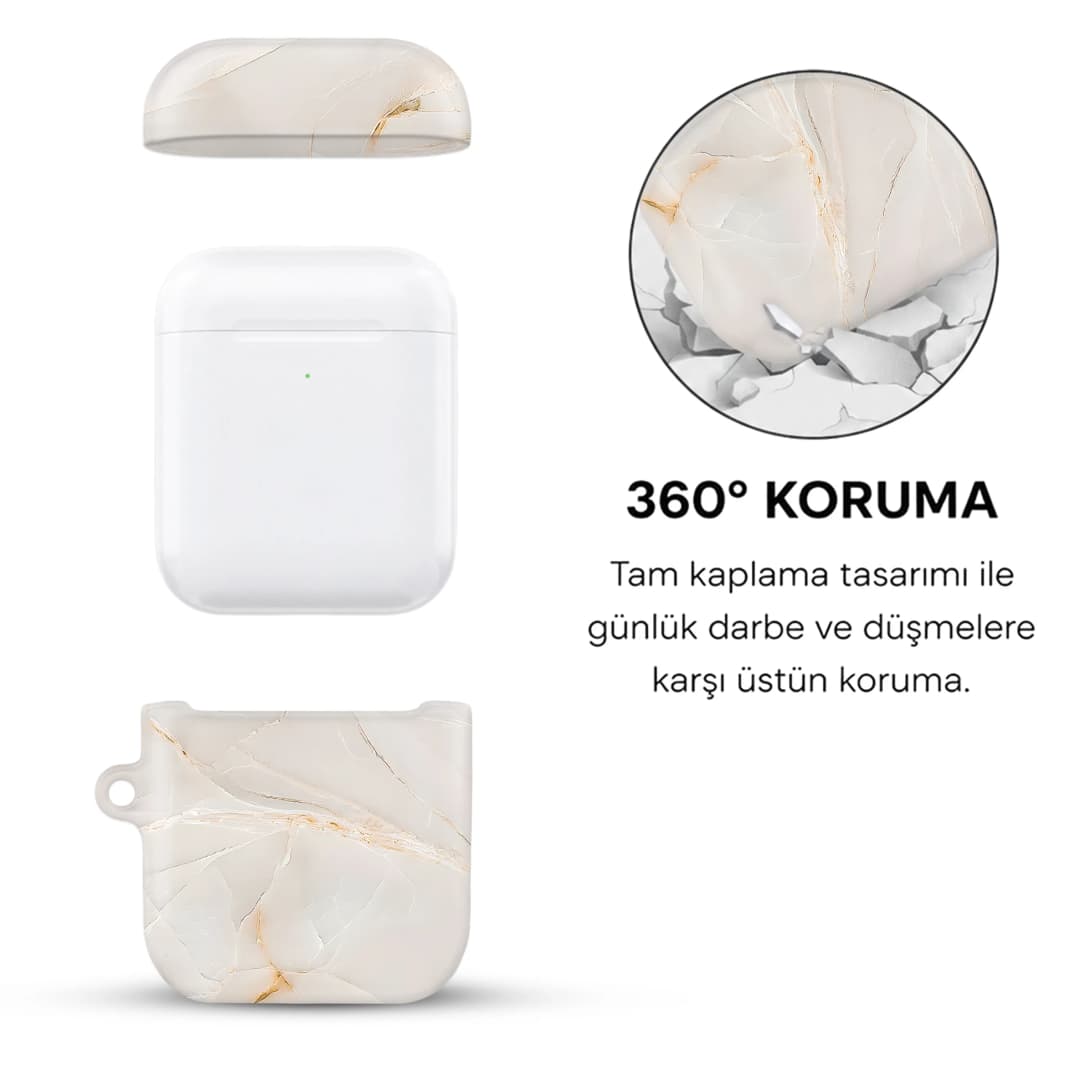 Cream Veins AirPods Kılıfı